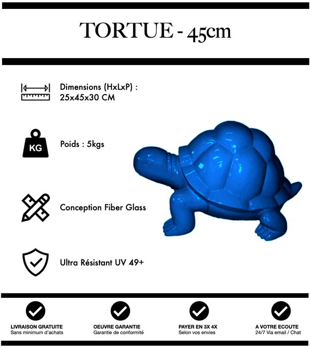 Sculpture Tortue Resine 45cm Statue - BLEU - MUZZANO