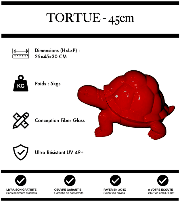 Sculpture Tortue Resine 45cm Statue - Rouge - MUZZANO