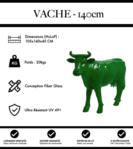 Sculpture Vache Resine XL 140cm Statue - Vert - MUZZANO